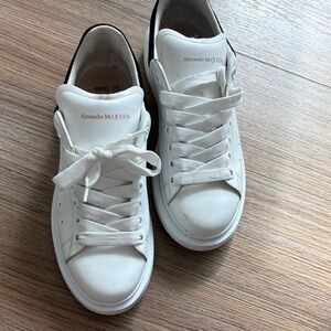 Alexander McQueen White and Black Lace-Up Sneakers